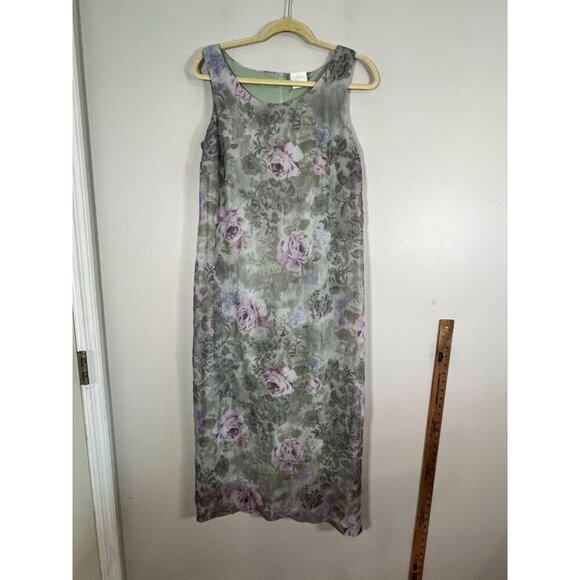 Vintage Floral Cottagecore Dress Maxi Green 10 Retro Chic Sheer Feminine Boho - Picture 10 of 13